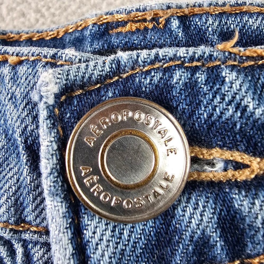 Aeropostale 90's Baggy Distressed Denim‎ Jeans Women 28W Blue Straight Leg - Picture 8 of 13